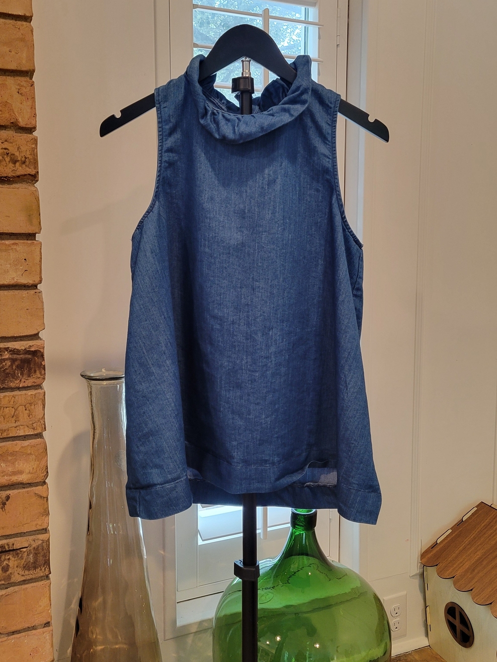 Pomander Place Denim-Style Mock Neck Tank - Blue